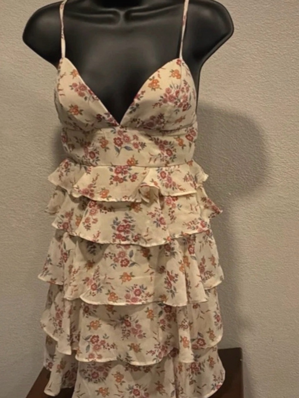Speechless Cream Floral Ruffle Mini Dress